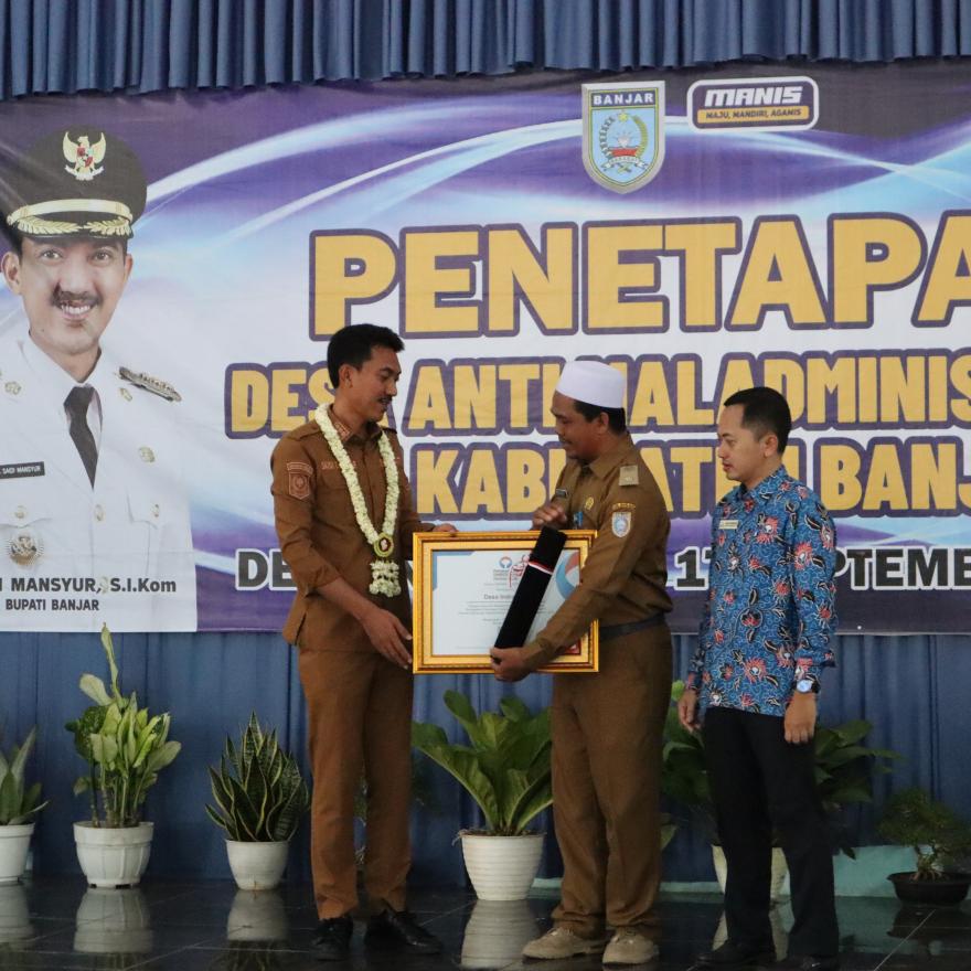 Penetapan Desa Anti Maladministrasi dari ombudsman provinsi kalimantan selatan